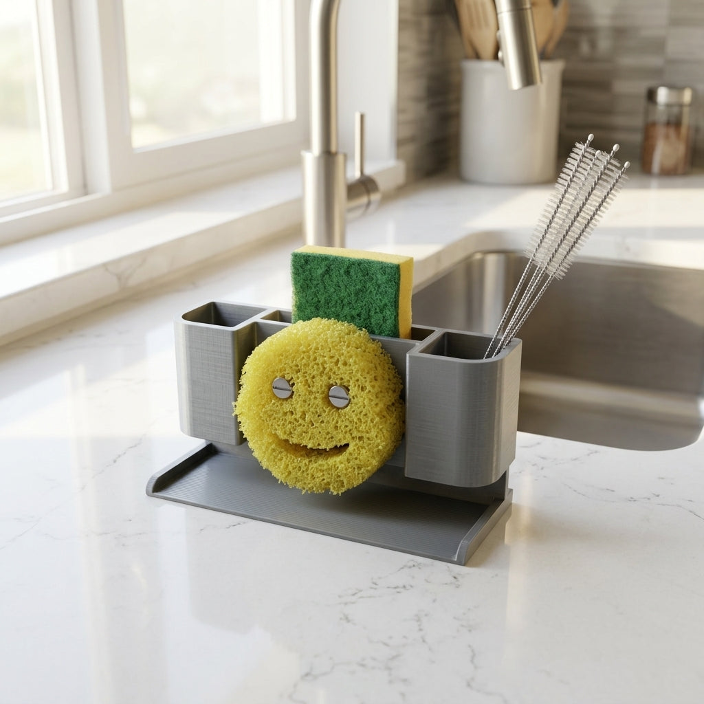 Smile Caddy Kitchen Sponge & Brush Organizer
