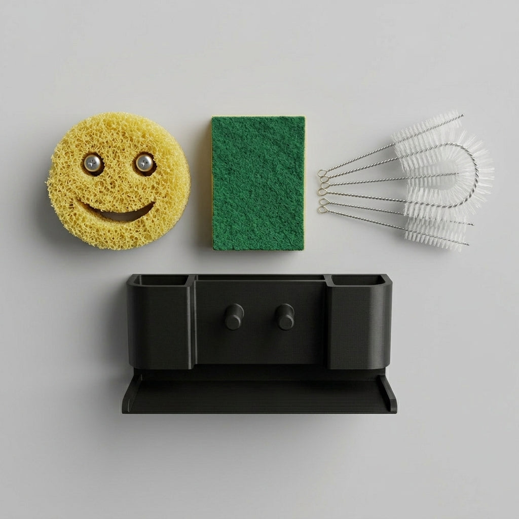 Smile Caddy Kitchen Sponge & Brush Organizer