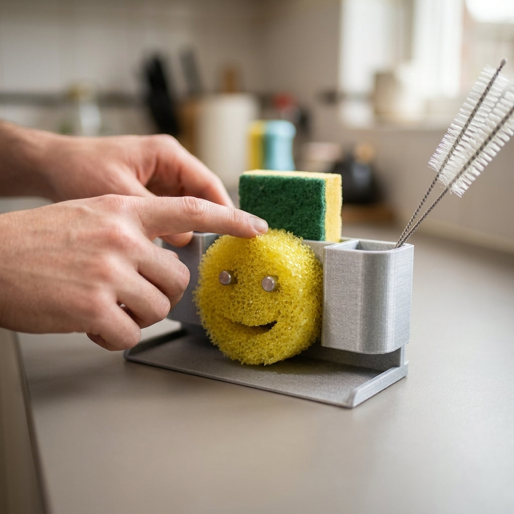 Smile Caddy Kitchen Sponge & Brush Organizer