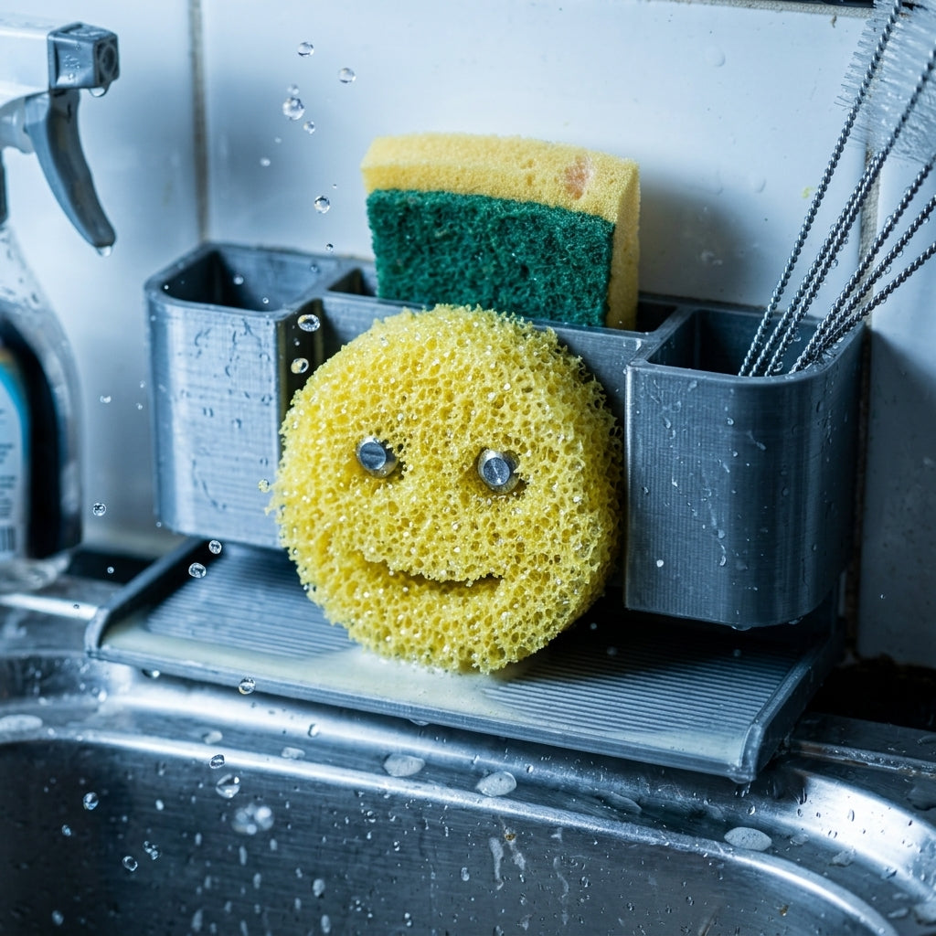 Smile Caddy Kitchen Sponge & Brush Organizer