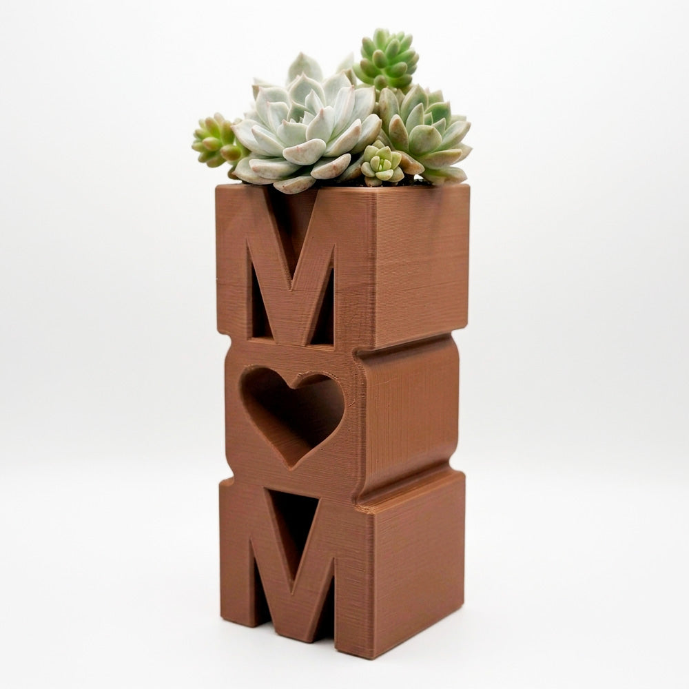 MOM Planter Pot with Heart – Small Succulent Plant Holder