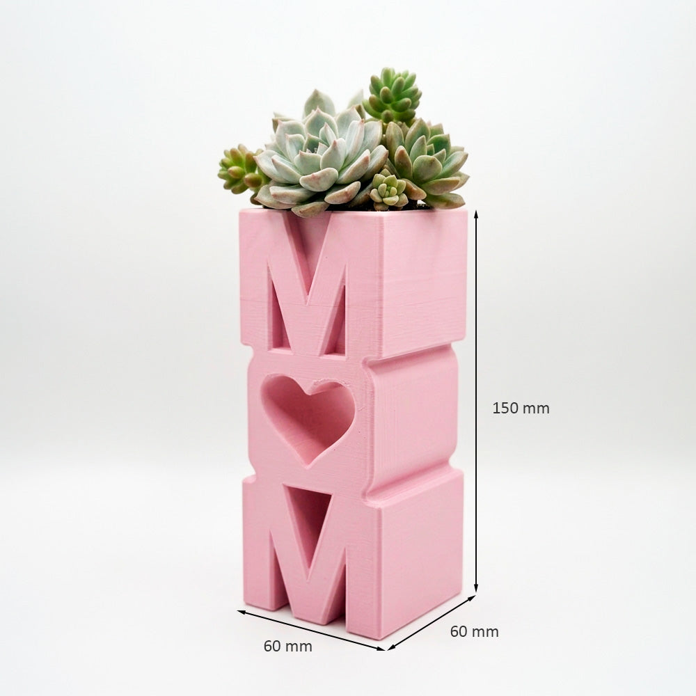 MOM Planter Pot with Heart – Small Succulent Plant Holder