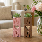 MOM Planter Pot with Heart – Small Succulent Plant Holder