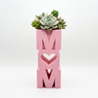 MOM Planter Pot with Heart – Small Succulent Plant Holder