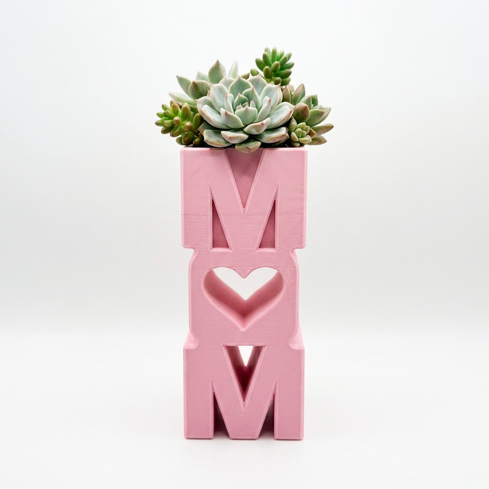 MOM Planter Pot with Heart – Small Succulent Plant Holder