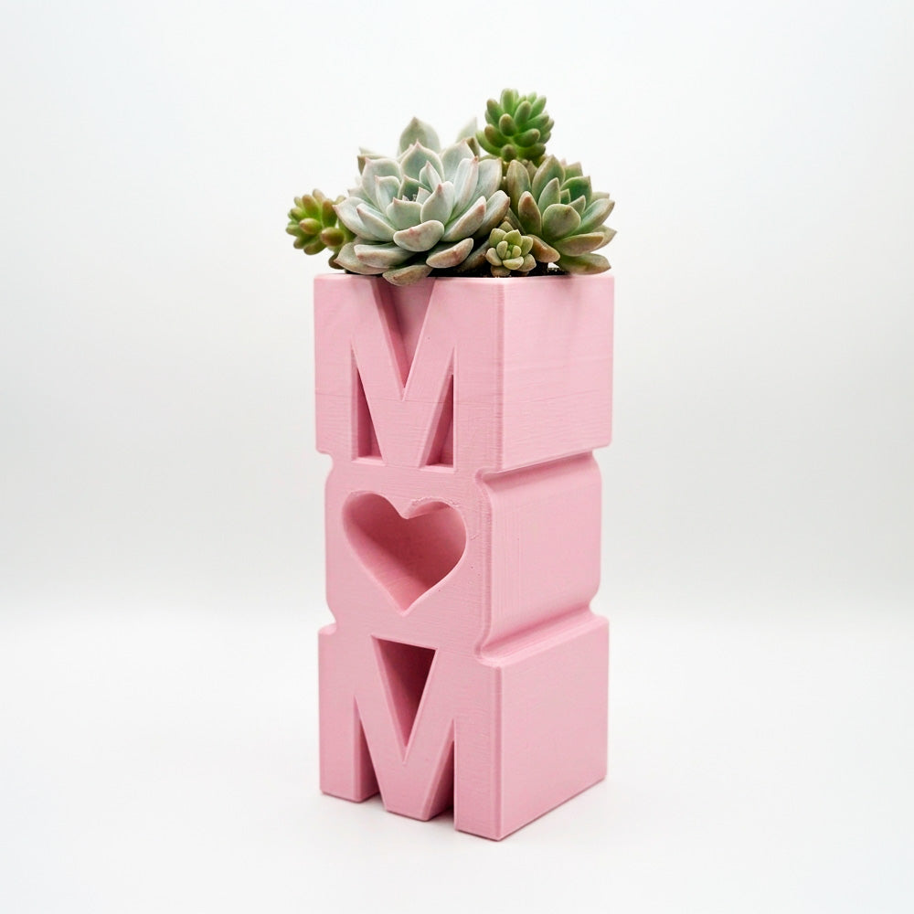 MOM Planter Pot with Heart – Small Succulent Plant Holder