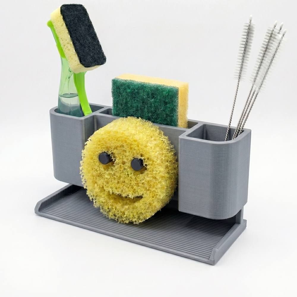 Smile Caddy Kitchen Sponge & Brush Organizer